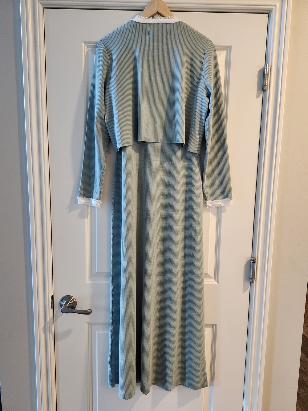 NWT Aleeza Paris Size L 2 Piece Ribbed Knit Maxi Dress Cardigan Set - Picture 8 of 10
